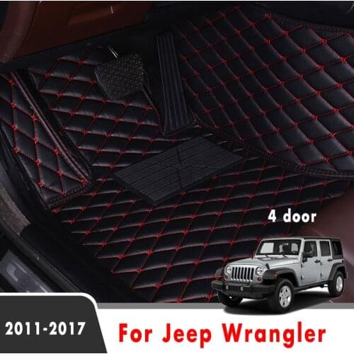 Car Floor Mats For Jeep Wrangler 4 door 2017 2016 2015 2014 2013 2012 2011 Interior Accessories Styling Waterproof Leather Rugs