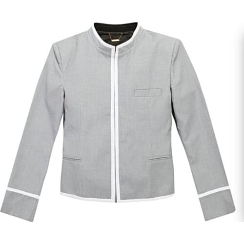 Free shipping new college school uniform Genji Japanese Korean standing collar slim tunic suit pants 2pcs set