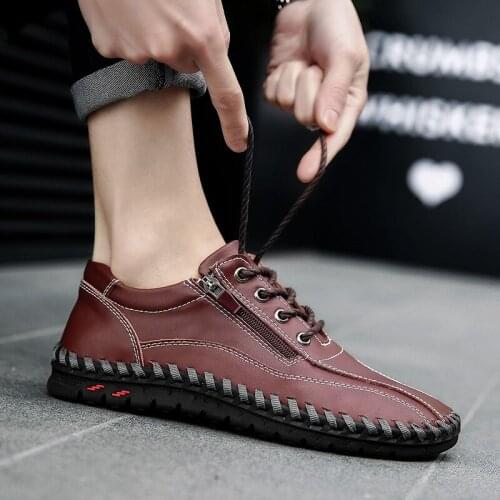 Big Size 50 Mens Genuine Leather Casual Shoes Moccasins Men Brand Winter New Fashion Retro Sneakers Male 2020 New