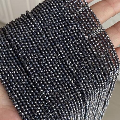 Natural Energy Stone Beads 2mm 3mm 4mm Faceted Cutting Loose Terahertz Beads for Jewelry Making DIY Bracelet Necklace