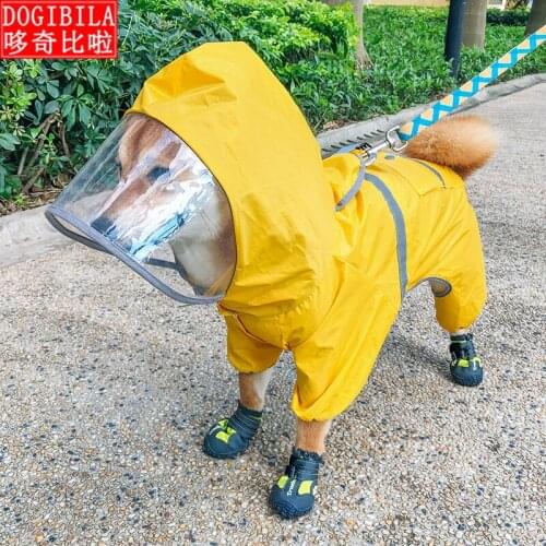 Teddy dog s raincoat four-foot waterproof pet supplies spring summer the bear the snow, the dogs raincoat full bag
