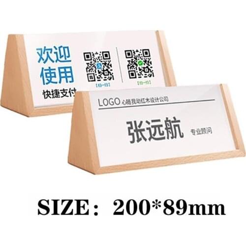 Hotel Reception Desk Solid Wood Double-sided Triangle Conference Seat Display Stand Dining Table Sign-in Name Card