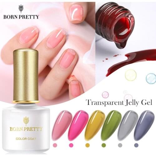 BORN PRETTY Gel Nail Polish Semi-transparent Jelly Pink Nude 6ml Transparent Color Gel Polish Need Snowlight cat magnetic Gel