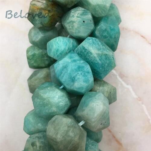 Irregular Faceted Blue Amazonite Nugget Stone Beads,Natural Gems Stone Pendant Beads For Jewelry DIY, BG18258