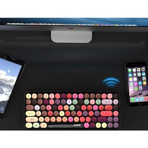 Ajazz 308i BT Wireless Keyboard Round Key Cap 10m BT Kyeboard Connection 84 Keys Keyboards for PC Laptop of various systems