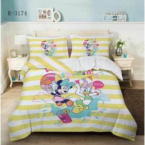 Disney Mickey Mouse Bedding Set Duvet Cover Pillowcase Minnie Mickey Cartoon Children Bed set Home textile Bedroom Decoration