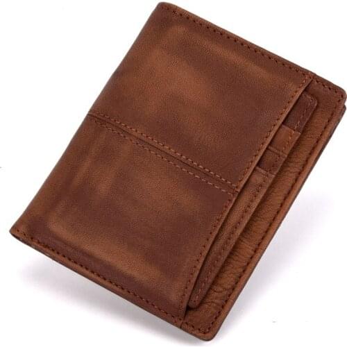 Joyir Male Wallet Men Vintage Genuine Leather Mens Wallets Thin Mini Wallet Male Coin Purse Mens Pure color purses& wallets