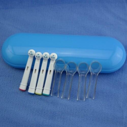1127 kits Top sells 4 pcsElectric toothbrush head+4 pcs protection cover case+1 pc toothbrush case for Oral B