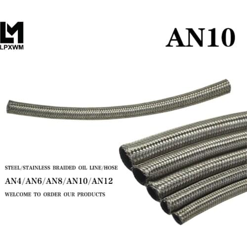 LPXWM - AN10 10AN AN - 10 (14.2MM / 9/16\" ID) STAINLESS STEEL BRAIDED FUEL OIL LINE WATER HOSE ONE FEET 0.3M LPXWM7114-1