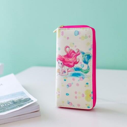 Disney Cute fashion coin bag mermaid cartoon long wallet large capacity clutch multifunctional zipper wallet