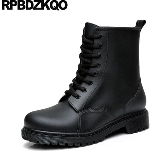 Mens Rubber Rain Boots Waterproof Outdoor Combat Military Shoes Booties Army Ankle Platform Cheap Black High Sole Comfortable
