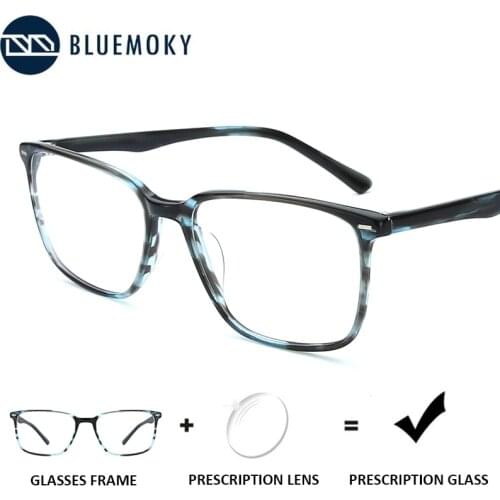 BLUEMOKY Vintage Square Prescription Glasses Frame Men Optical Myopia Hyperopia Eyewear Anti Blue Light Photochromic Eyeglasses