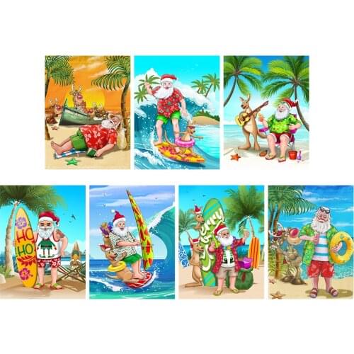 Santa Claus on Holiday Diamond Painting Full Round Drill Holiday Home Decoration Craft Gift Christmas Diamond Painting 30x40cm