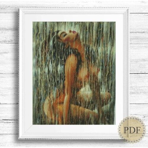 2021 Customized Embroidery the Lady in the Rain Cross Stitch Kit Heart with 100% Cotton Flosees & Free Shipping for Wall Decor