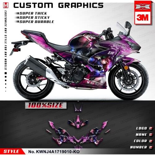 KUNGFU GRAPHICS Motorcycle Fairing Stickers Vinyl Wrap Kit for Ninja 400 ABS Ninja400 2017 2018 2019 2020 2021, 3M Adhesive
