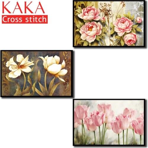 Cross stitch kits,Embroidery needlework sets with printed pattern,11CT canvas for Home Decor Painting,Flowers Full NCKF006