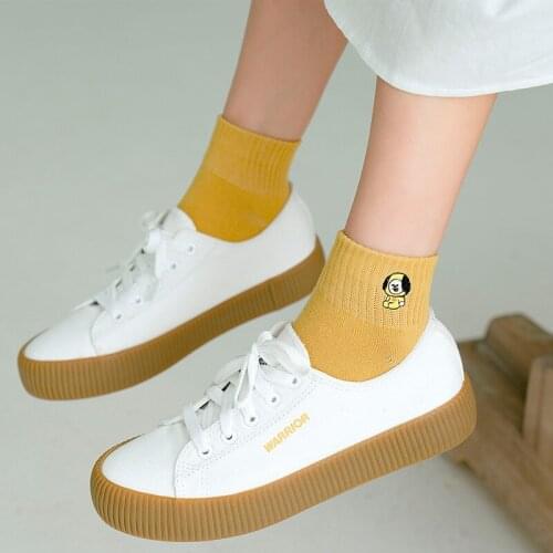 Spring And Summer Women Fashion Cotton Socks Boat Colorful Female Shallow Mouth Short Heel Trend Socks Cartoon Embroidery Girls