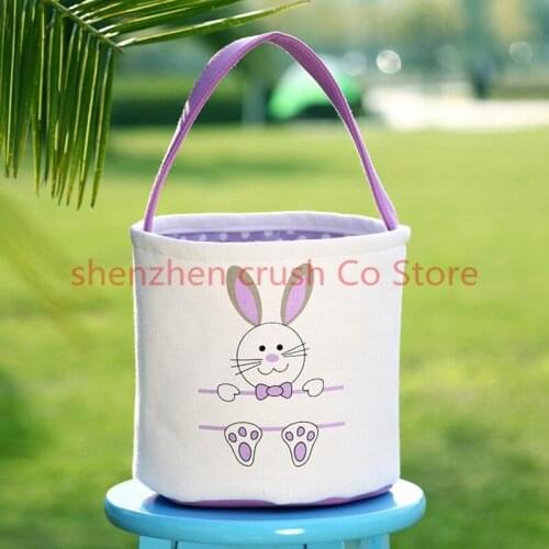 20pcs/lot bunny easter bucket hot selling new arrival 2019 Easter decoration canvas good quality monogram easter basket