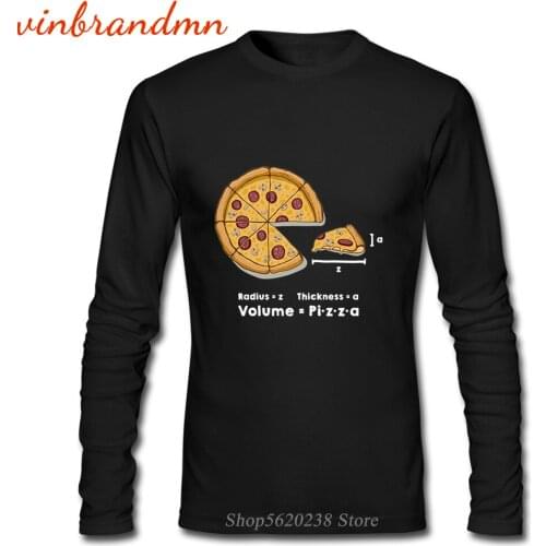 Pizza formula Print T Shirts Long Sleeve Crew Neck T-Shirt Funny pepperoni cheese Design For Men Clothing Harajuku geekTee Tops