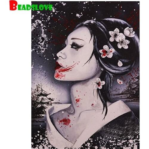 Full Square/round Diamond Embroidery Japanese Geisha Woman Diy 5D Diamond Painting Cross Stitch Mosaic Sale Newest Home Decor