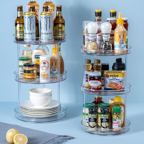 Transparent Multifunctional Rotating Shelf Kitchen Seasoning Bottle Storage Bathroom Cosmetics Multi-layer Storage Rack