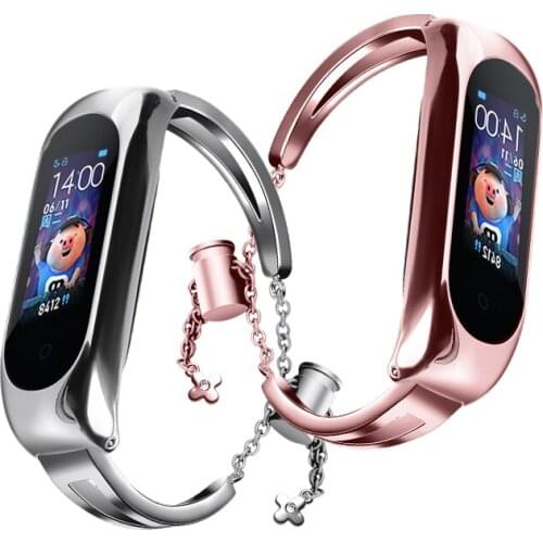 For Xiaomi Mi Band 6 Strap Compatible Mi Band 5 4 3 Strap NFC Miband 5 Bracelet Metal Steel Global Version Wristbands Correa