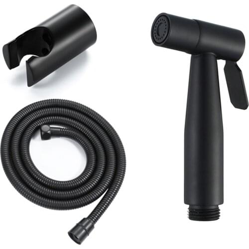 Handheld Bidet Spray Shower Set Toilet Sprayer Douche Kit Bidet Faucet with Base and 1.5M Hose, Black