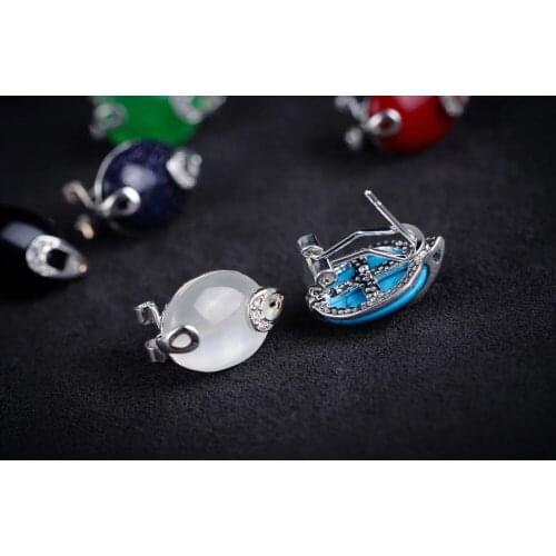 Earrings for women sterling--jewelry Studs FINE Beautiful Purple GEM 925 sterling Earring EarringsCZ Luxury Ms. girl Wedding