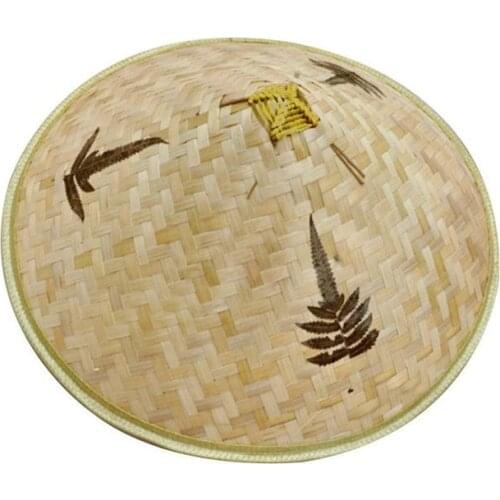 Chinese Style Bamboo Rattan Hats Fisherman Hat Bamboo Woven Leaf Hat Sunshade Rain Fishing Rain Tea Picking Farmer Hat Clover