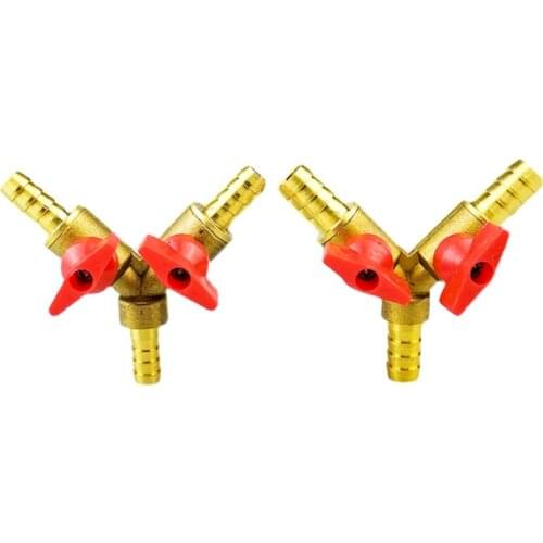 8mm 10mm Hose Barb Y Type Three 3 Way Brass Shut Off Ball Valve Pipe Fitting Connector Adapter for Fuel Gas Water Oil Air
