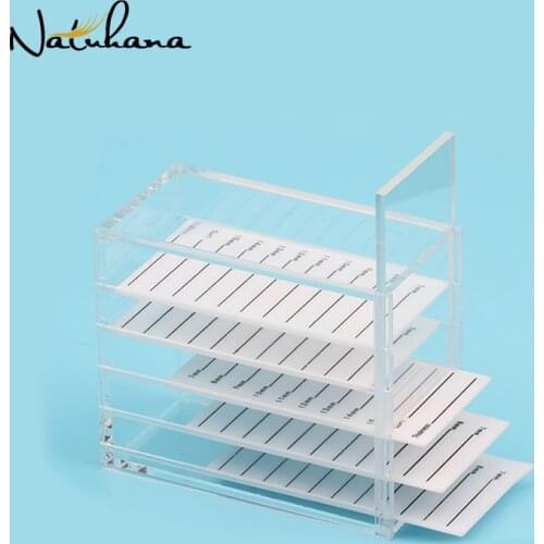 NATUHANA False Eyelash Extension Display Stand Acrylic 5 Layers Pallet Lash Display Holder Eyelashes Storage Box Container