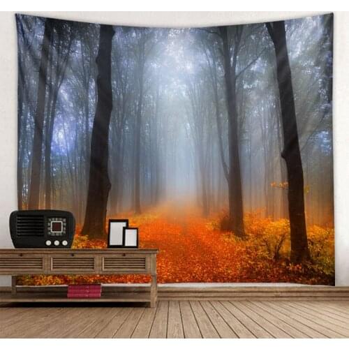 Foggy forest big tapestry wall-mounted gray landscape fashionable retro nostalgic style living room bedroom home decoration