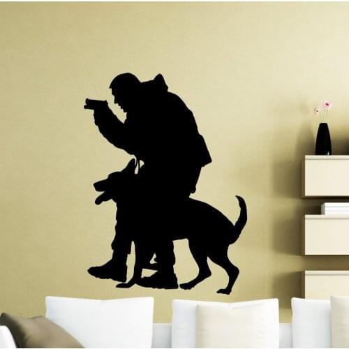Policeman Dog Wall Decal Police Officer Vinyl Sticker Animals Home Interior Art Wall Decor Waterproof Decals For Teens ZB090