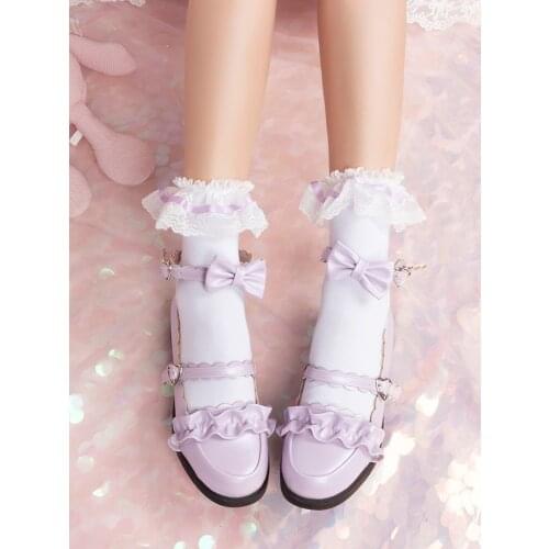 Japanese-style GIRLS Velvet Ribbon Candy Color Lace Cotton Socks Lolita Cute Students Versatile Socks