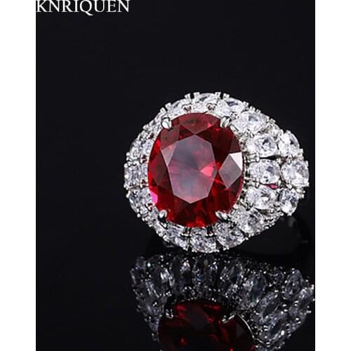 Luxury Real 925 Sterling Silver 12*14mm Ruby Sapphire High Carbon Diamond Rings for Women Vintage Cocktail Party Fine Jewelry