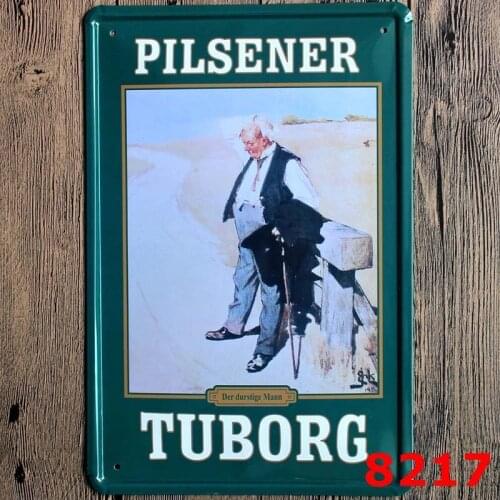 20x30CM Pilsener Tuborg Paiting Tin Sign Bar Pub Home Wall Decor Retro Metal Art Poster