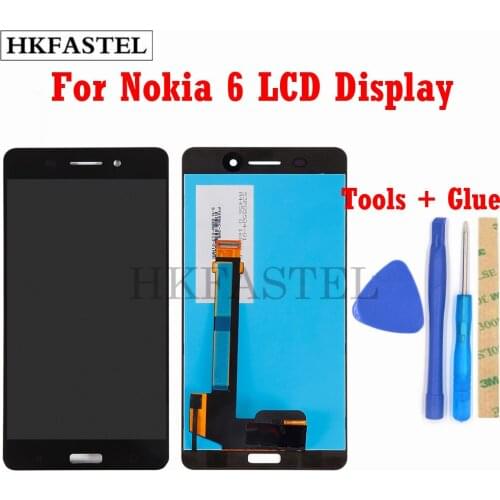 HKFASTEL Original LCD Screen Digitizer Display For Nokia 6 Nokia6 N6 LCD Display Touch screen Repair Replacement + tools