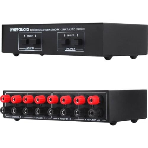 LINEPAUDIO Stereo Audio Distributor Signal Speaker Selector Switch Signal 2 In 2 Out Power Amplifier Audio Receiver Splitter Box