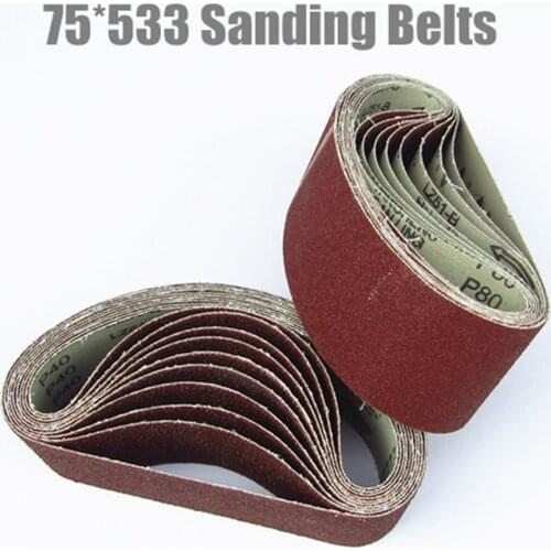 10Pcs 75*533 Sanding Belts 75*533mm Sanding Band 3"*21" Sanding Screen(Grit 40 60 80 120 180)For Belt Sander