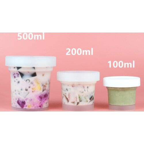 10pcs Net red dessert containers 100ml 200ml 500ml matte transparent plastic box ice cream yogurt pudding cake cups with lids