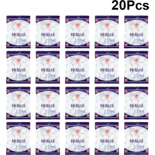 20 Packs Household Mothballs Anti-mold Moth Repellent Camphor Ball Pest Control Household Bedroom Wardrobe Drawer Deod