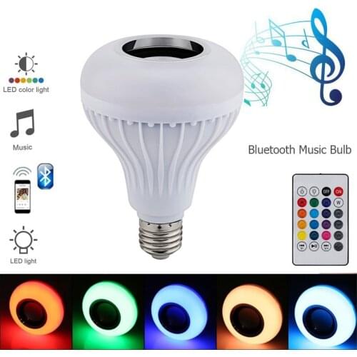2021 LED Bulb E27 RGB Lamp with Sound Lampada Bluetooth Light Bulb Speaker Music Player Audio Smart 220V Led Lights for home