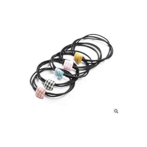 300pcs/lot DIY Multi Arts Grid Cloth Button Hair Band High Resilience Cartoon Rubber Bands Hair Styling Tools Accessories HA794