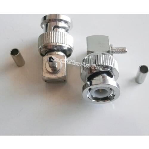 5Pcs Connector BNC Male Plug Right Angle 90 Degree Crimp For RG174 LMR100 RG316 Cable RF Connector