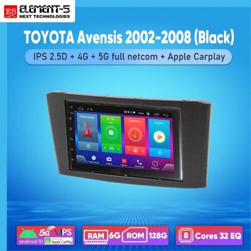 ELEMENT-5 7" 2G+32G Android 8,9,10 4G WIFI RDS DSP Car Radio For TOYOTA Avensis 2002-2008 (Black), Navigation GPS HIFI
