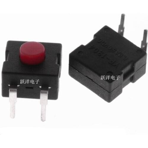 Free shipping 100 PCS 1212-112DB 12*12mm Bending Foot 2pins Red Button LED Flashlight ON-OFF