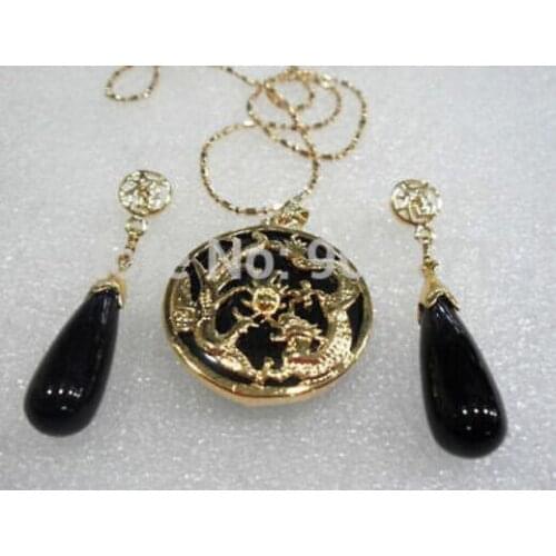 Free Shipping>>Lucky Jewelry Nature Green Jades "blessing" Word Earrings Pendant Set