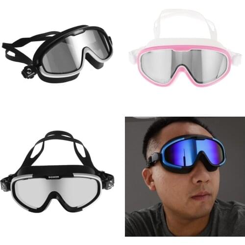 Large Frame Anti Fog UV Waterproof Swimming Goggles Swim Glasses for Unisex Adult Men & Women Swim Eyewear