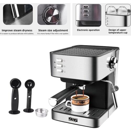 Household 850W Stainless Steel Automatic Espresso Coffee Machine Latte Cappuccino Coffee Maker Milk Frother