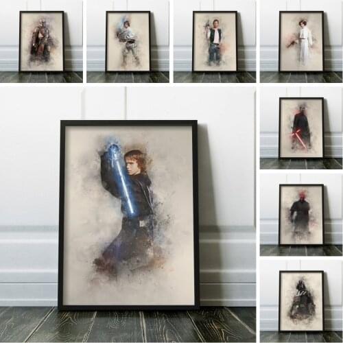 Disney Star Wars Watercolor Art Canvas Art Paintings Movie Poster and Print Wall Art Picture for Living Room Home Decoration